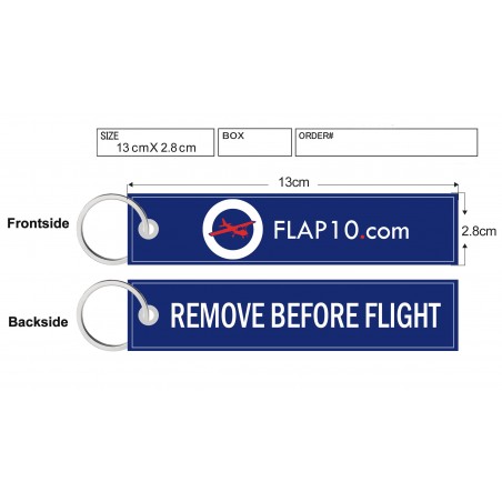 Remove Before Flight – Porte-clés flamme 100% sur-mesure
